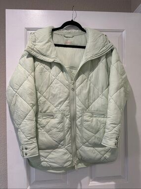 Free People Pippa Packable Quilted Hooded Puffer Jacket in Mint
